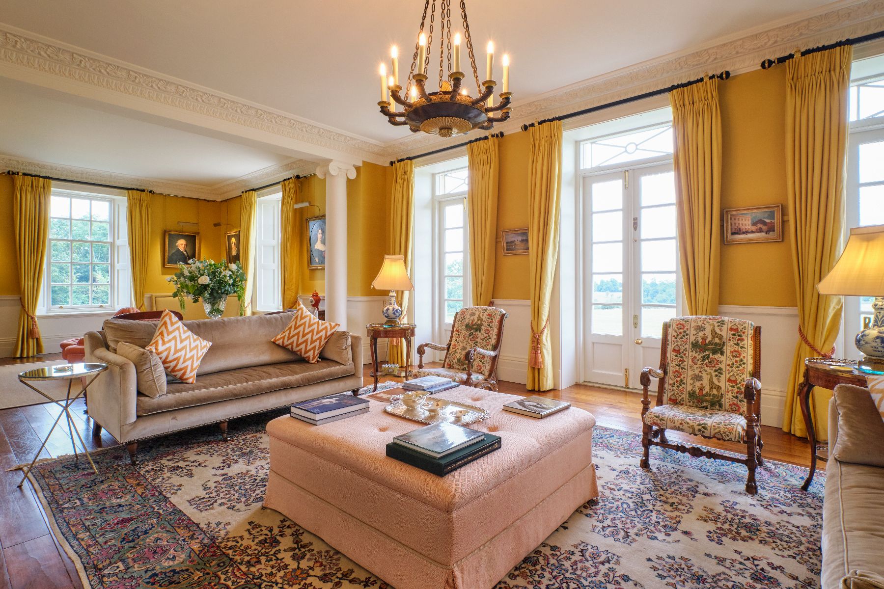 Drawing room at Cirencester Park in the Cotswolds, United Kingdom