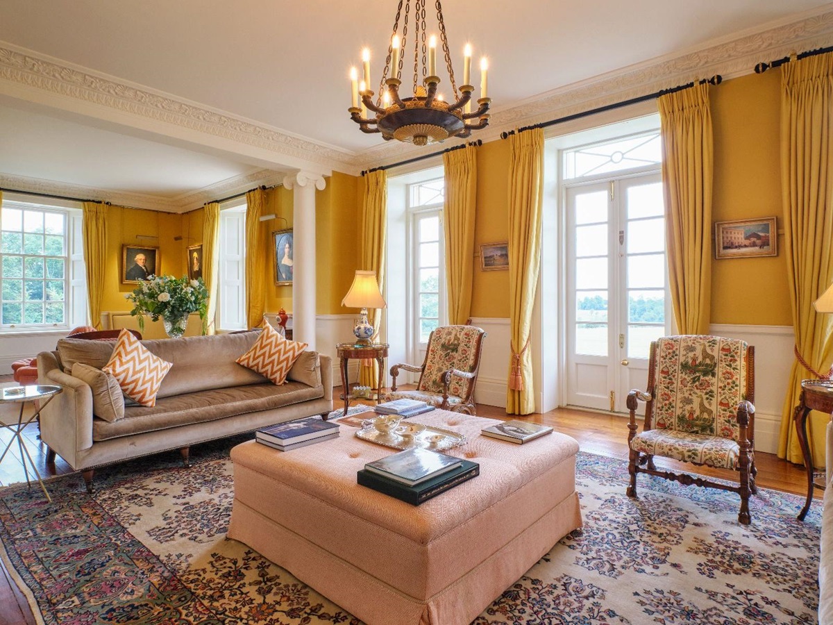 Drawing room at Cirencester Park in the Cotswolds, United Kingdom