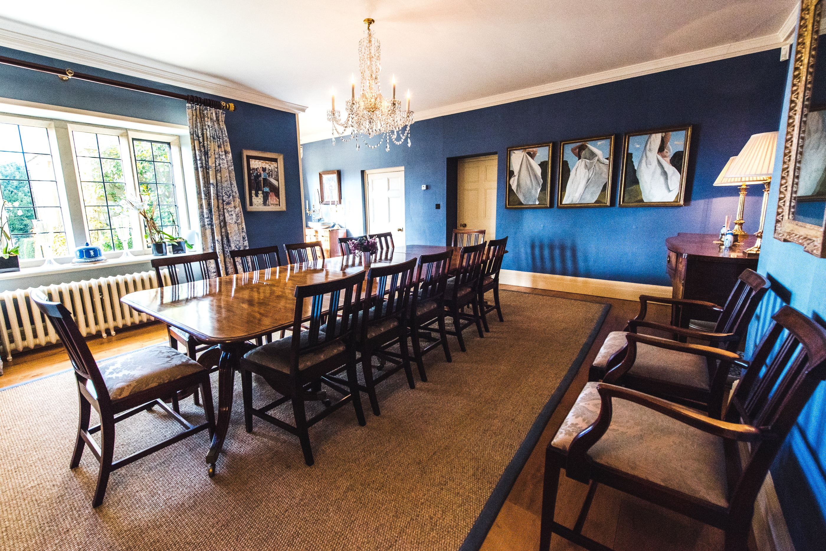 Dining room in Manor in the Rissingtons, Cotswolds