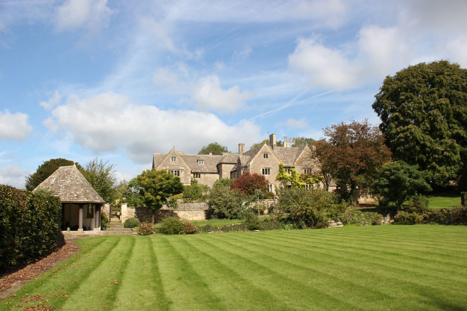 The lawn at Manor in the Rissingtons in the Cotswolds
