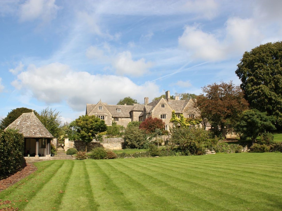 The lawn at Manor in the Rissingtons in the Cotswolds