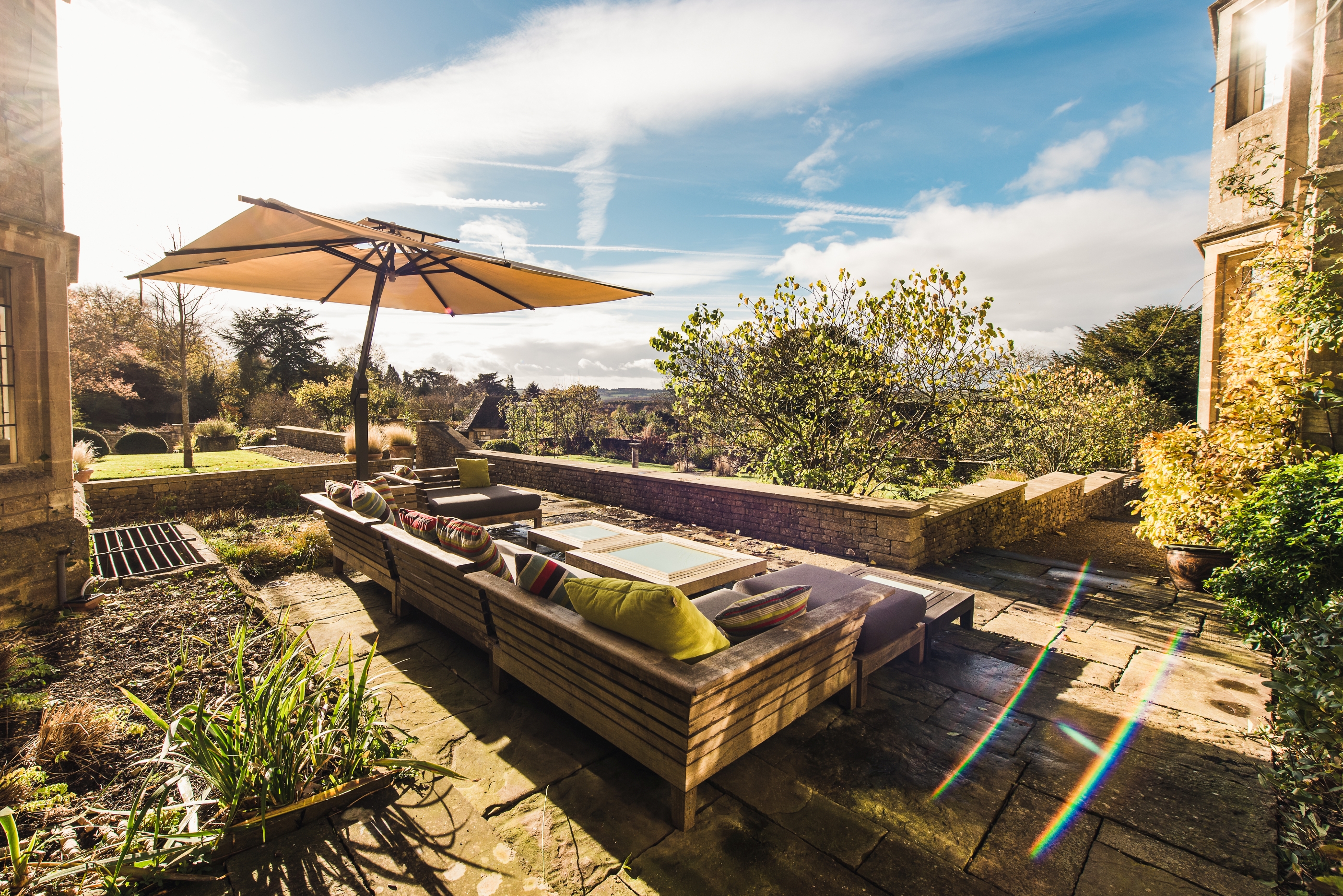 Outdoor  terrace of Manor in the Rissingtons, Cotswolds
