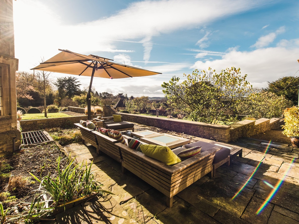 Outdoor terrace of Manor in the Rissingtons, Cotswolds