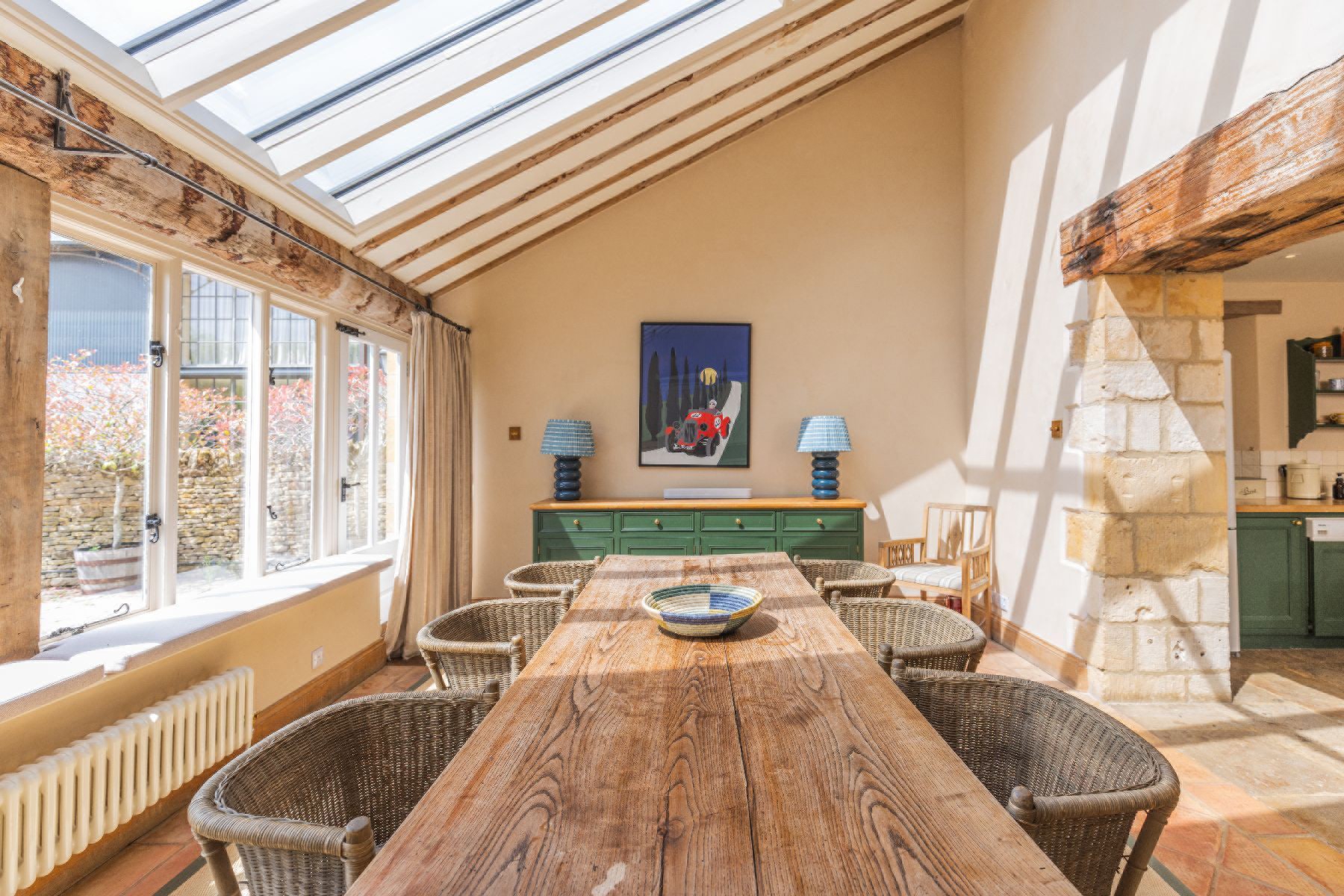Dining room at Oddington Farm in the Cotswolds, United Kingdom