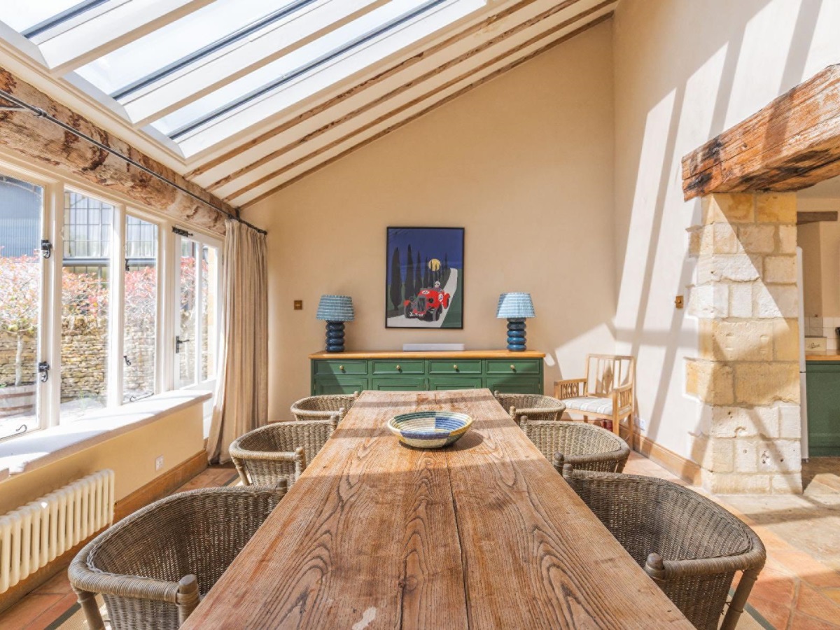 Dining room at Oddington Farm in the Cotswolds, United Kingdom
