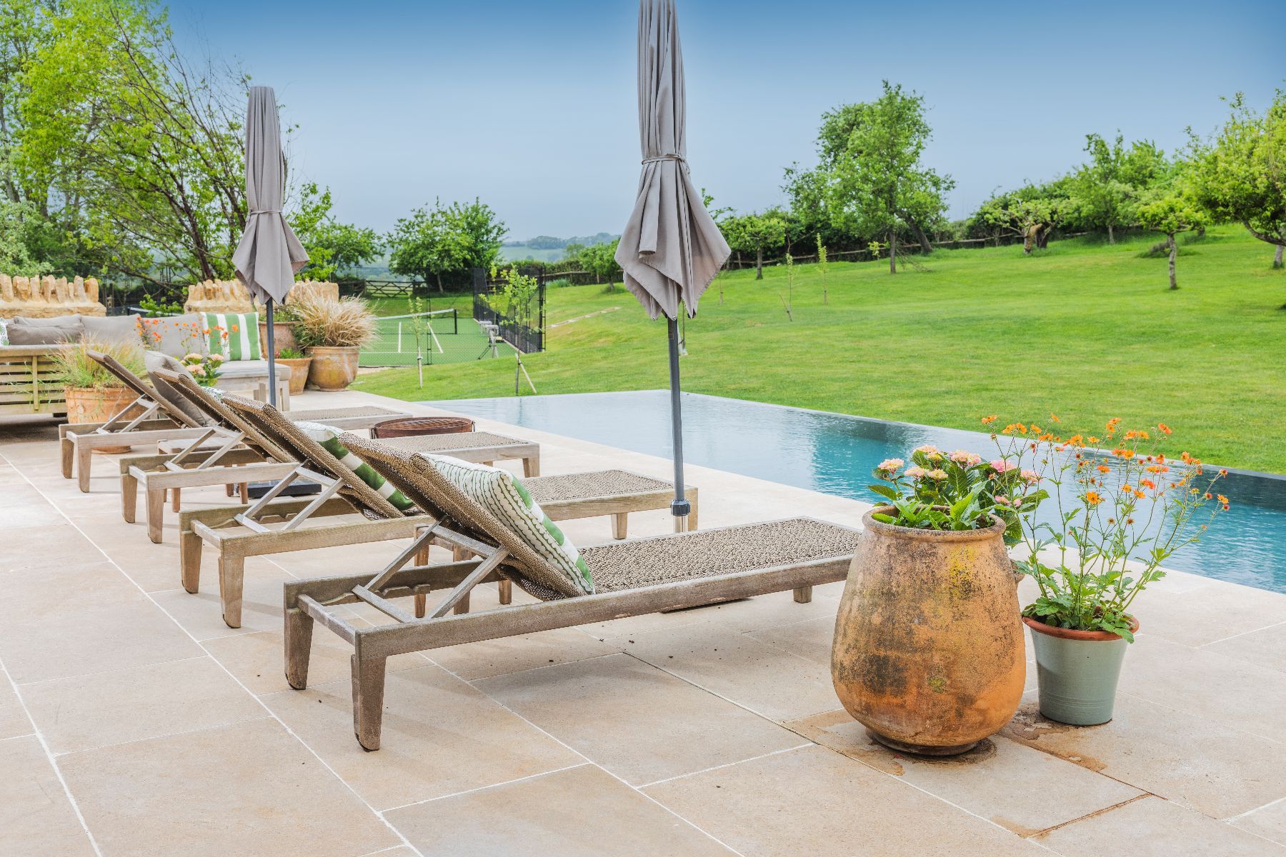 Pool at Oddington Farm in the Cotswolds, United Kingdom