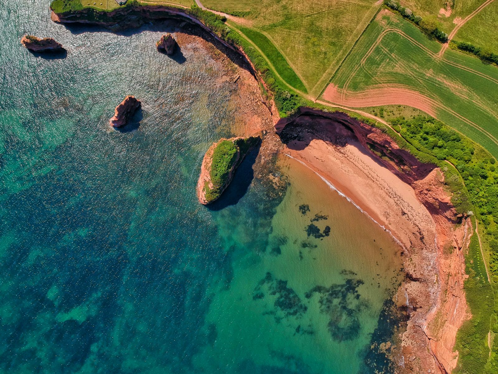 Aerial view of the Devon coastline