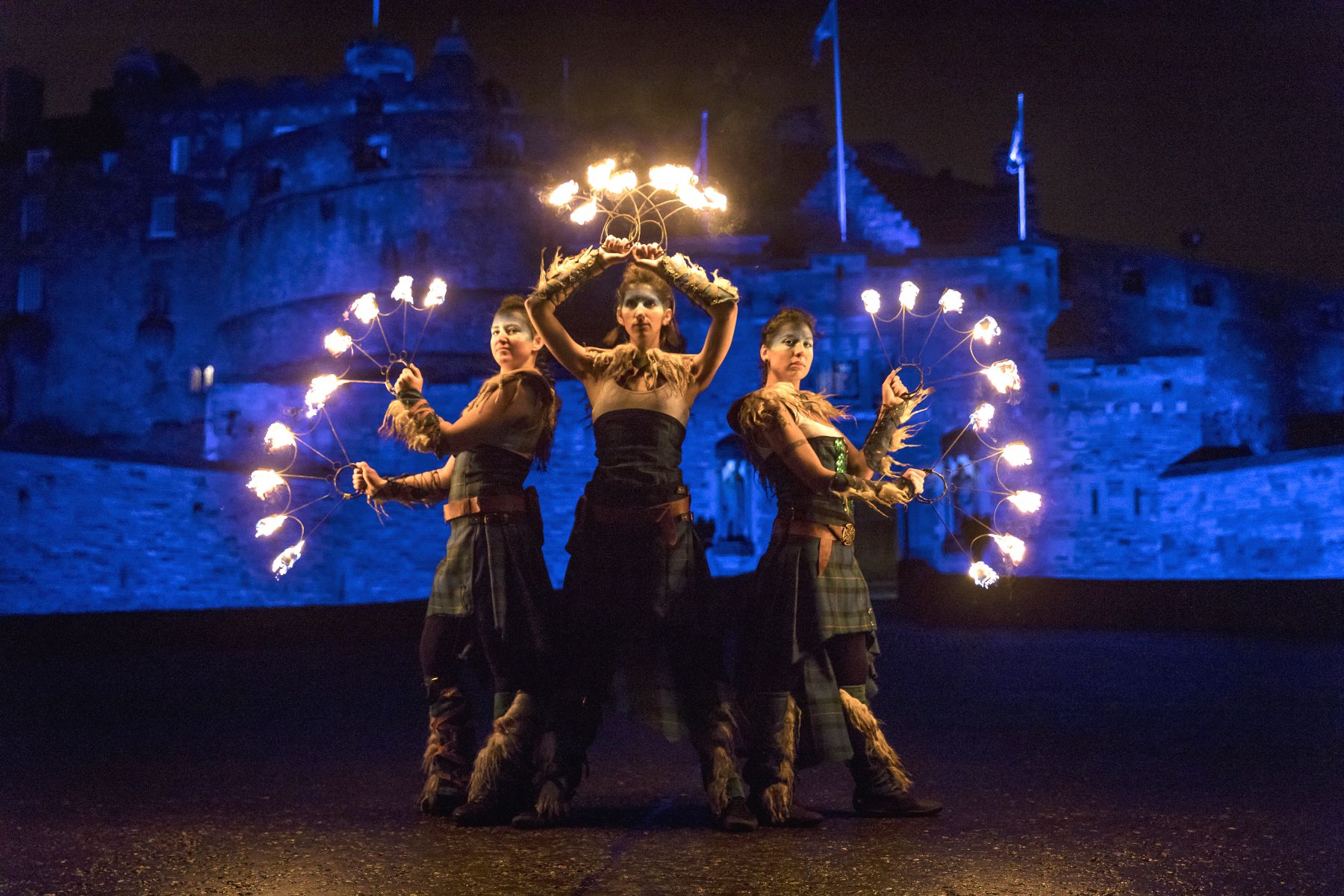Performers from Pyroceltica at hogmanay show in Edinburgh
