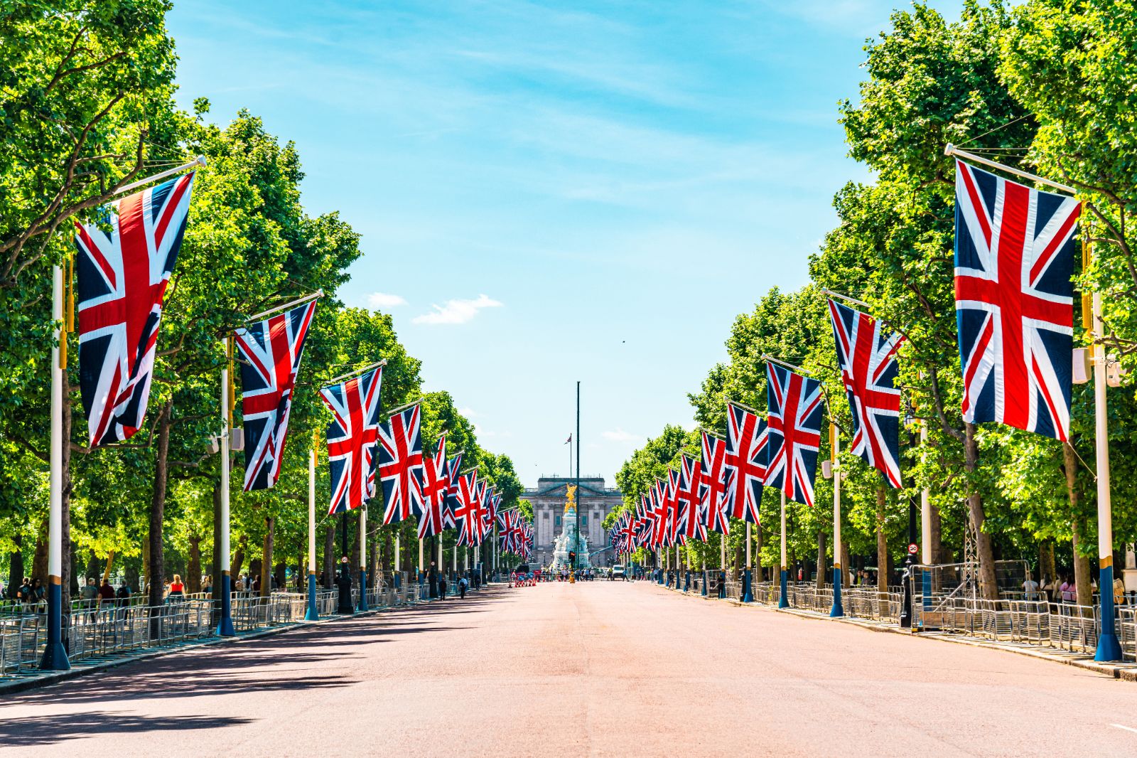 The Mall in London lined with Union Jack flags