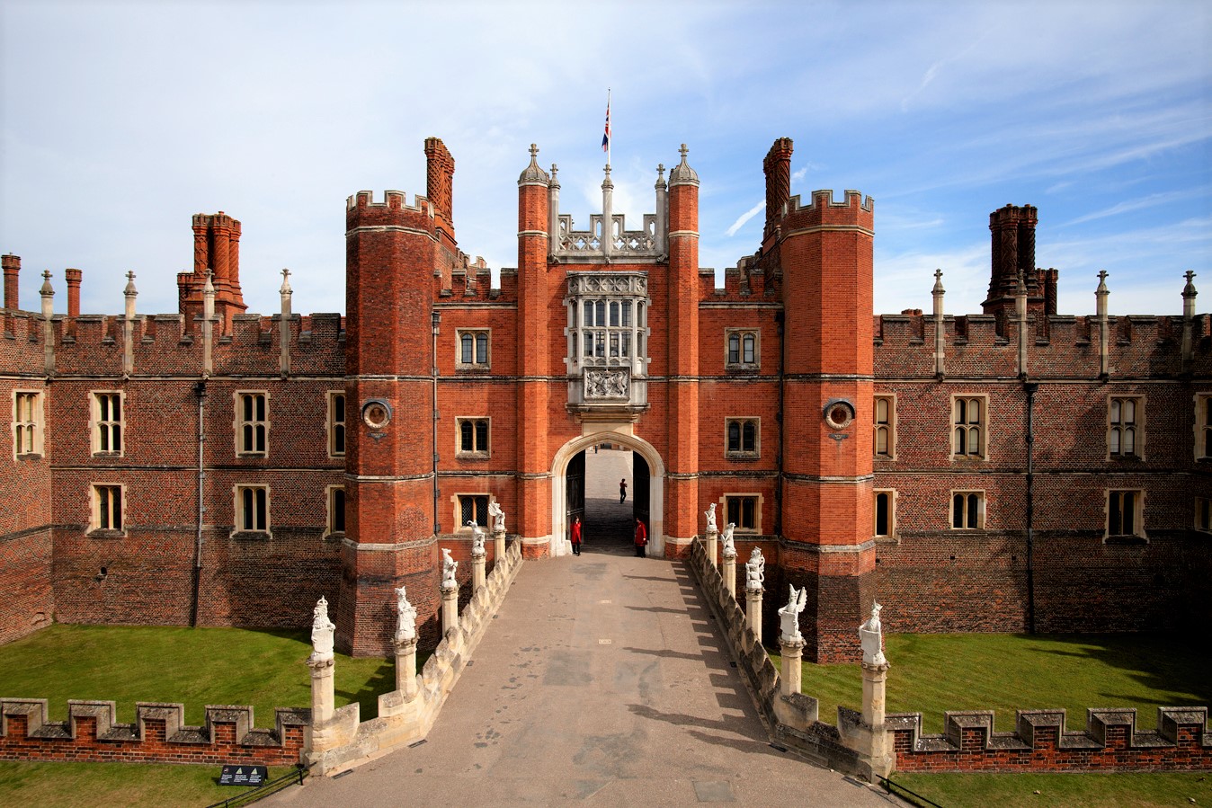The entrance to Hampton Court Palace near London, England