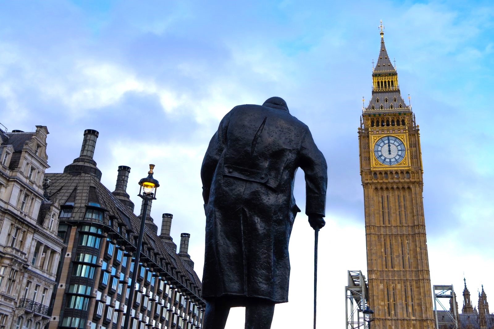 Churchill statue in front of Big Ben in London
