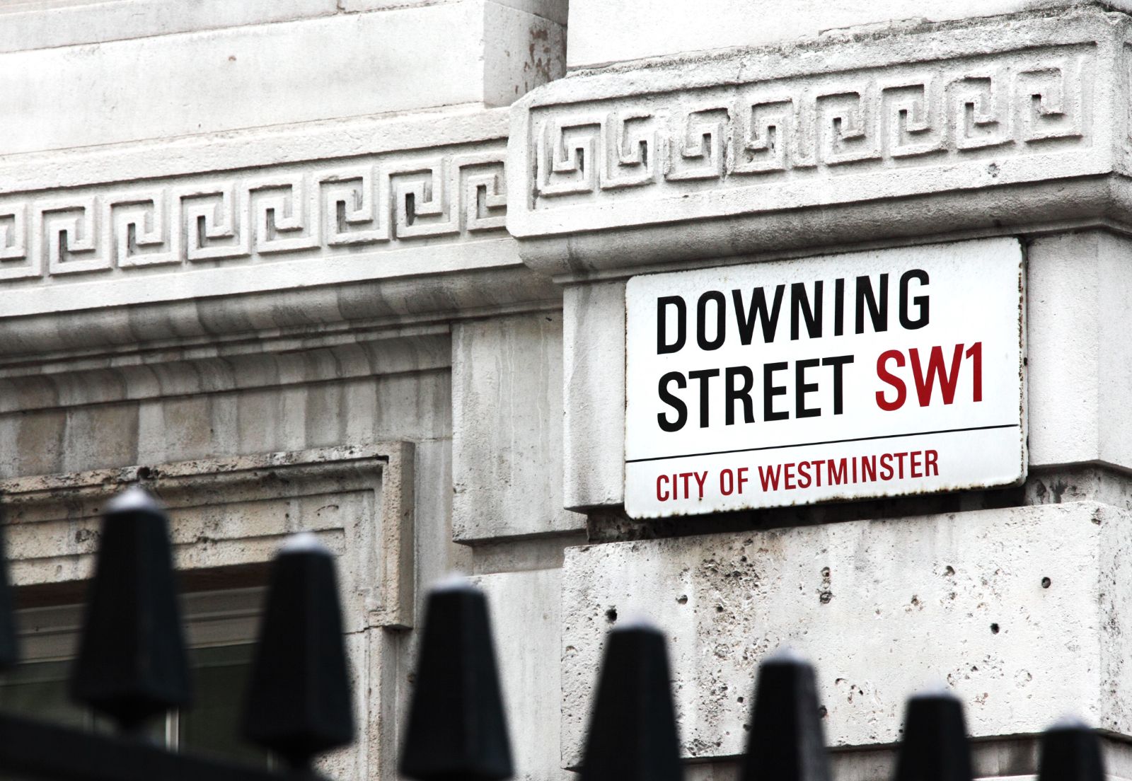 Downing Street sign in London