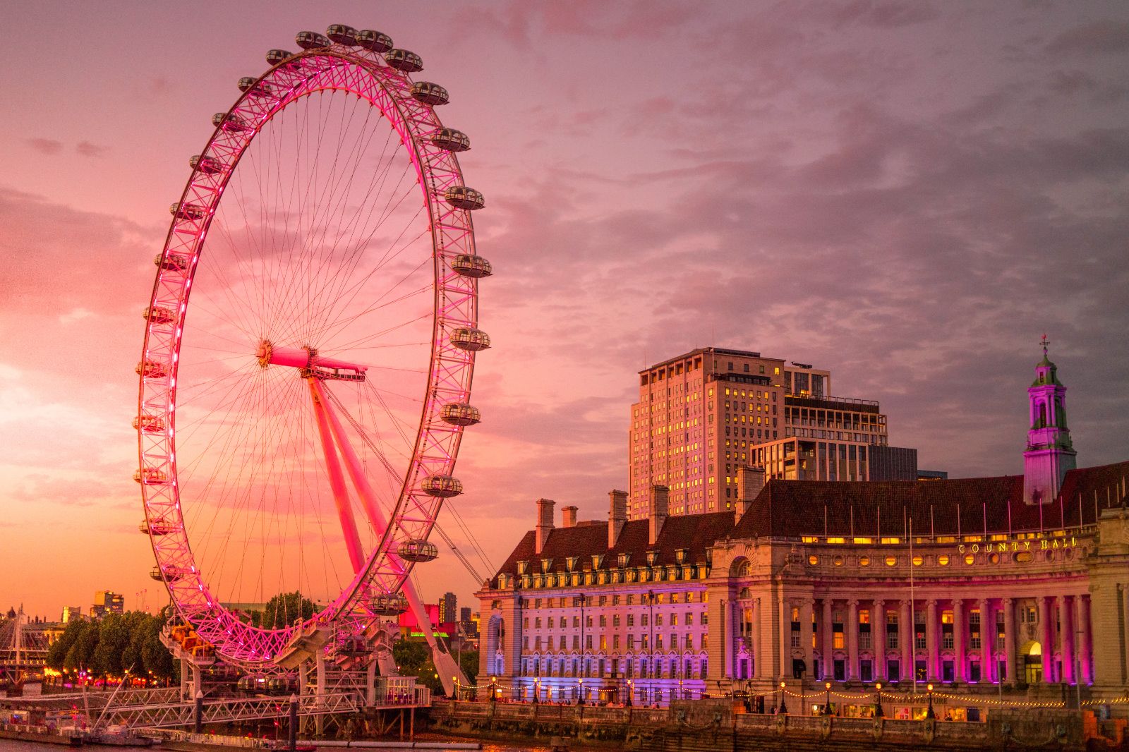 London Eye in London viewed at sunset