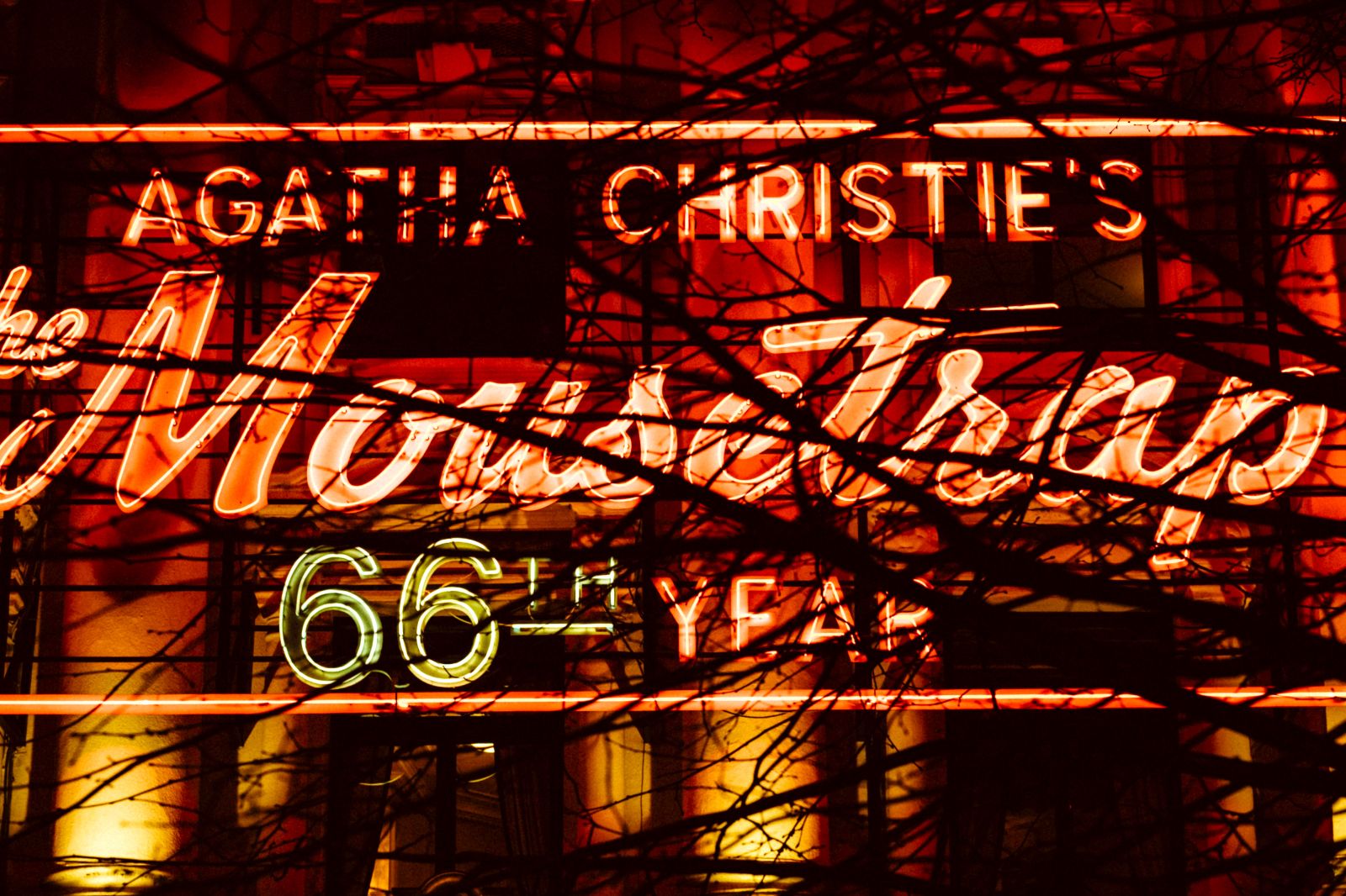 Agatha Christie's Mousetrap signage in London