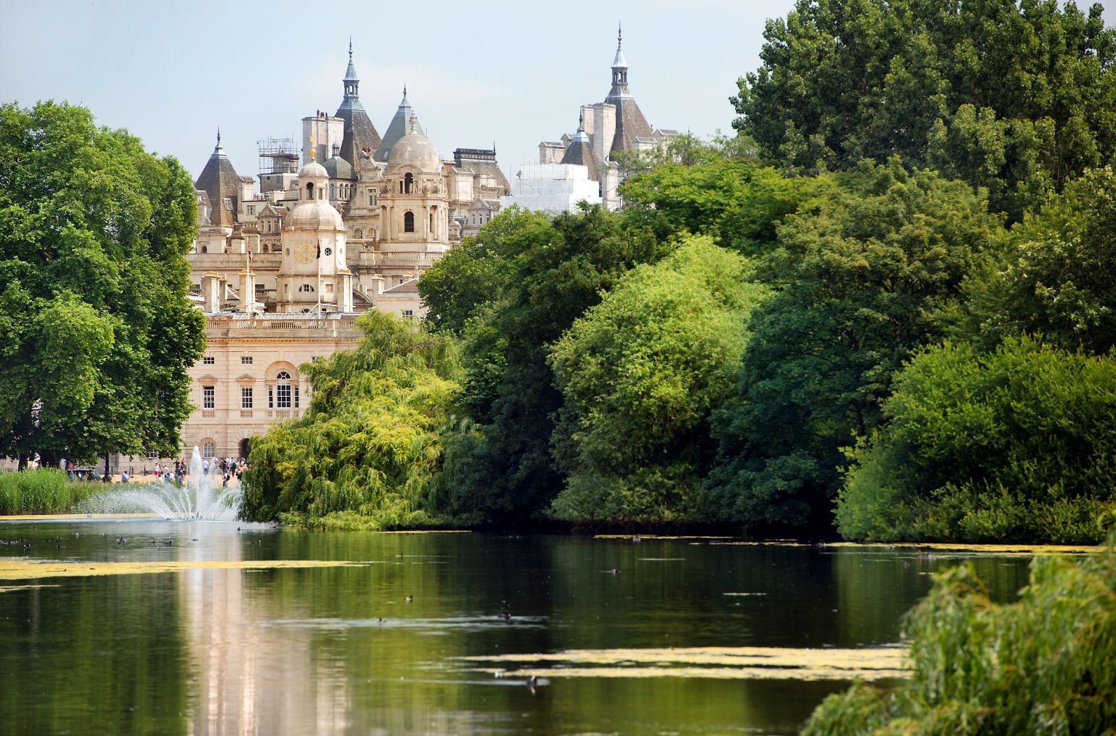 Buckingham Palace seen from St James's Park in London