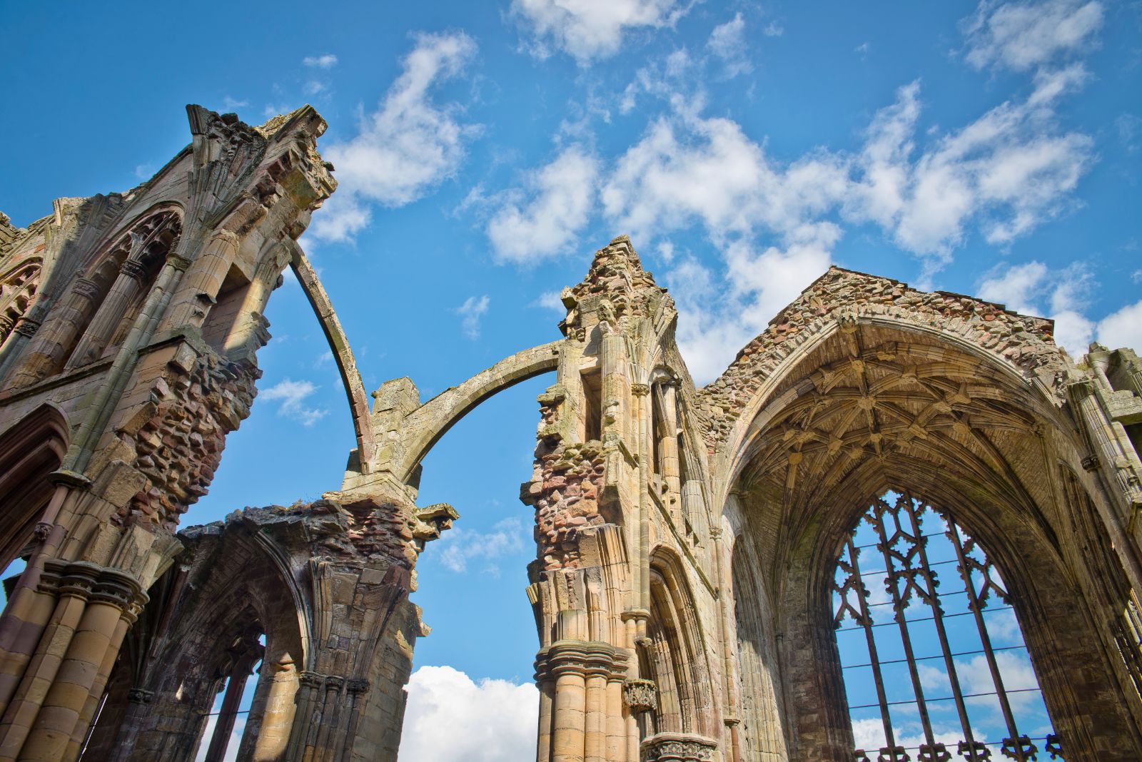 Melrose Abbey ruins in the Scottish Borders
