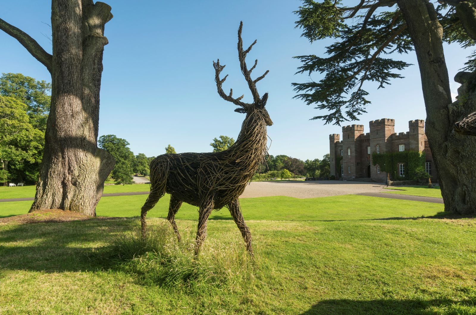 Stag monument on the grounds of Scone Palace in Perth, Scotland