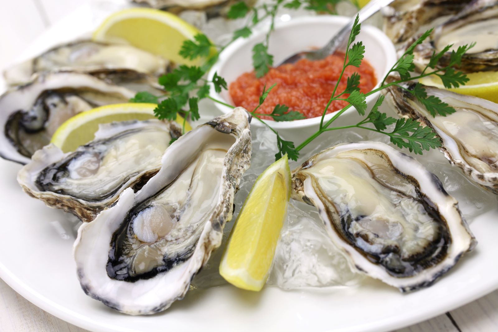 Scottish oysters prepared in their shells
