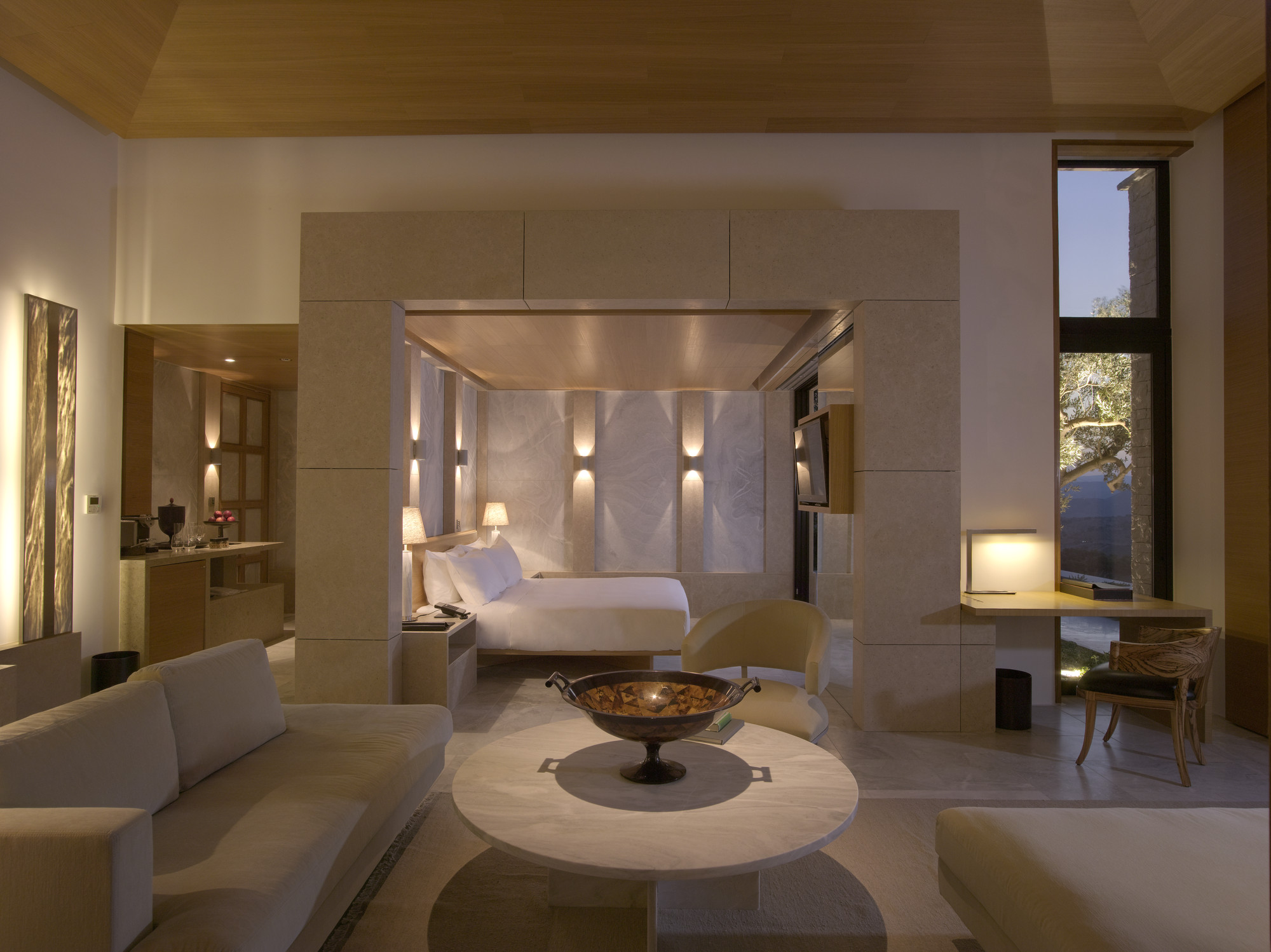 Modern lounge at Amanzoe, Greece