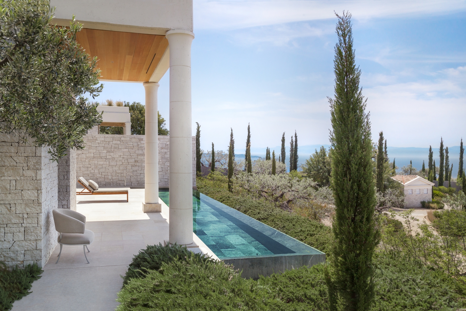 Private pool of a Pavilion overlooking the Aegan Sea at Amanzoe