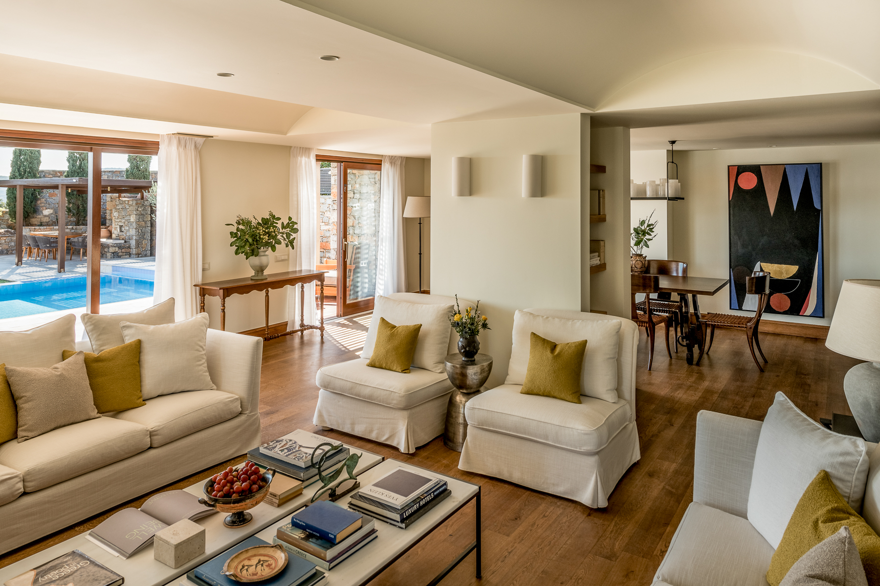 Guest suite lounge at Phāea Blue Palace in Crete