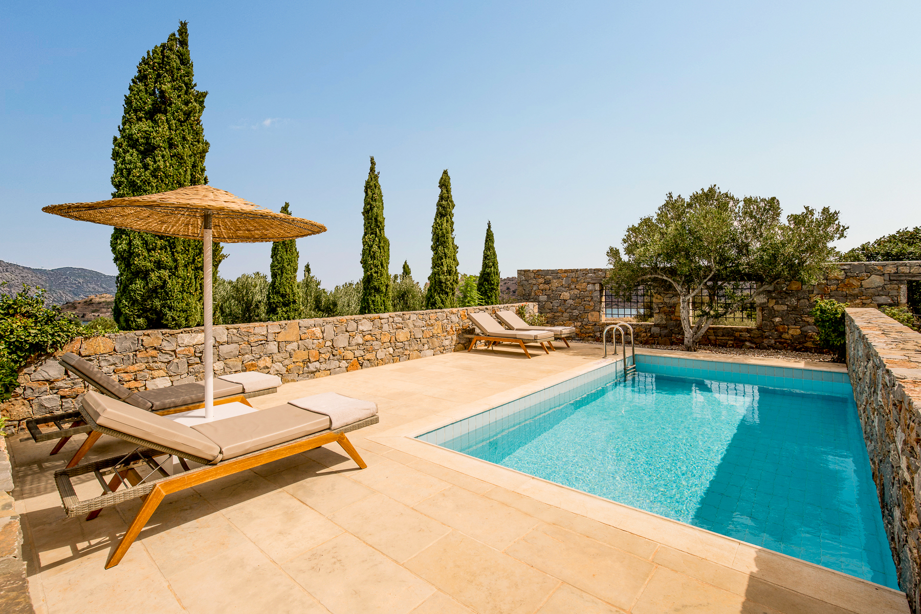 Swimming pool at Phaea Blue Palace in Crete