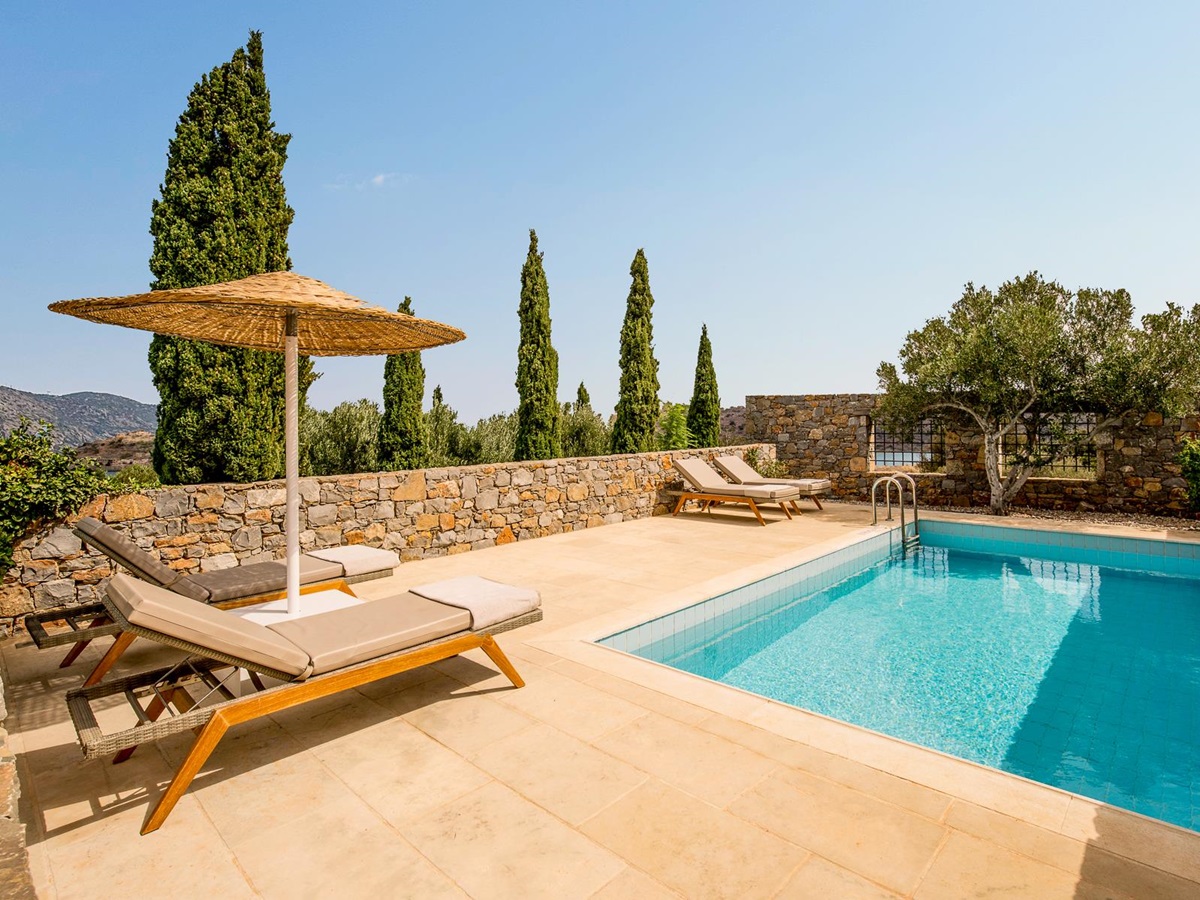 Swimming pool at Phaea Blue Palace in Crete