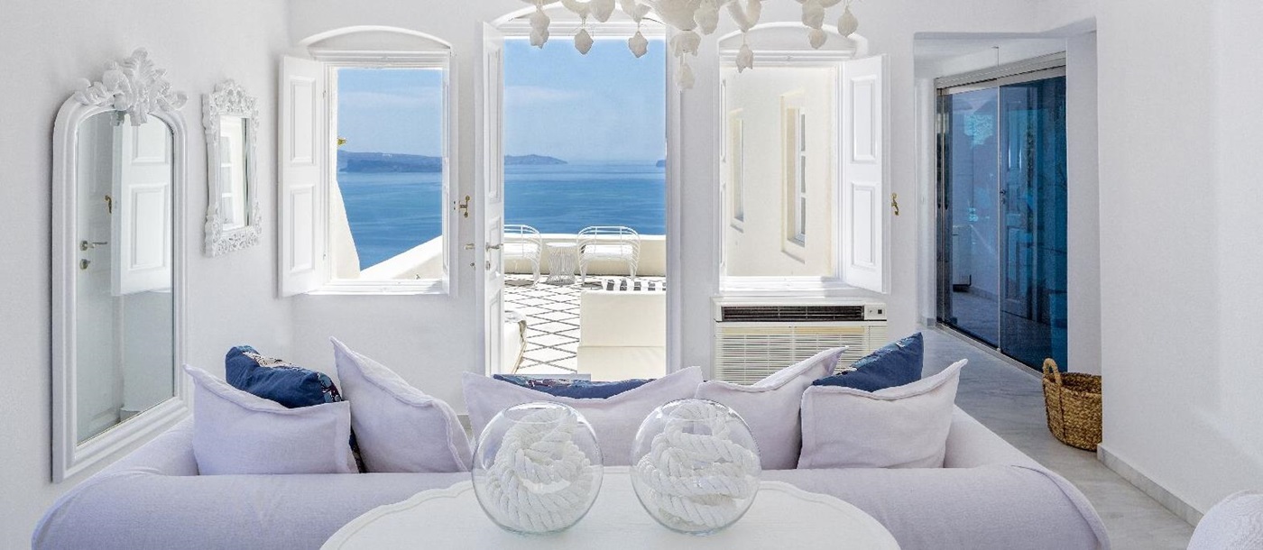 Interiors of the Presidential Suite at Canaves Oia Suites in Santorini Greece