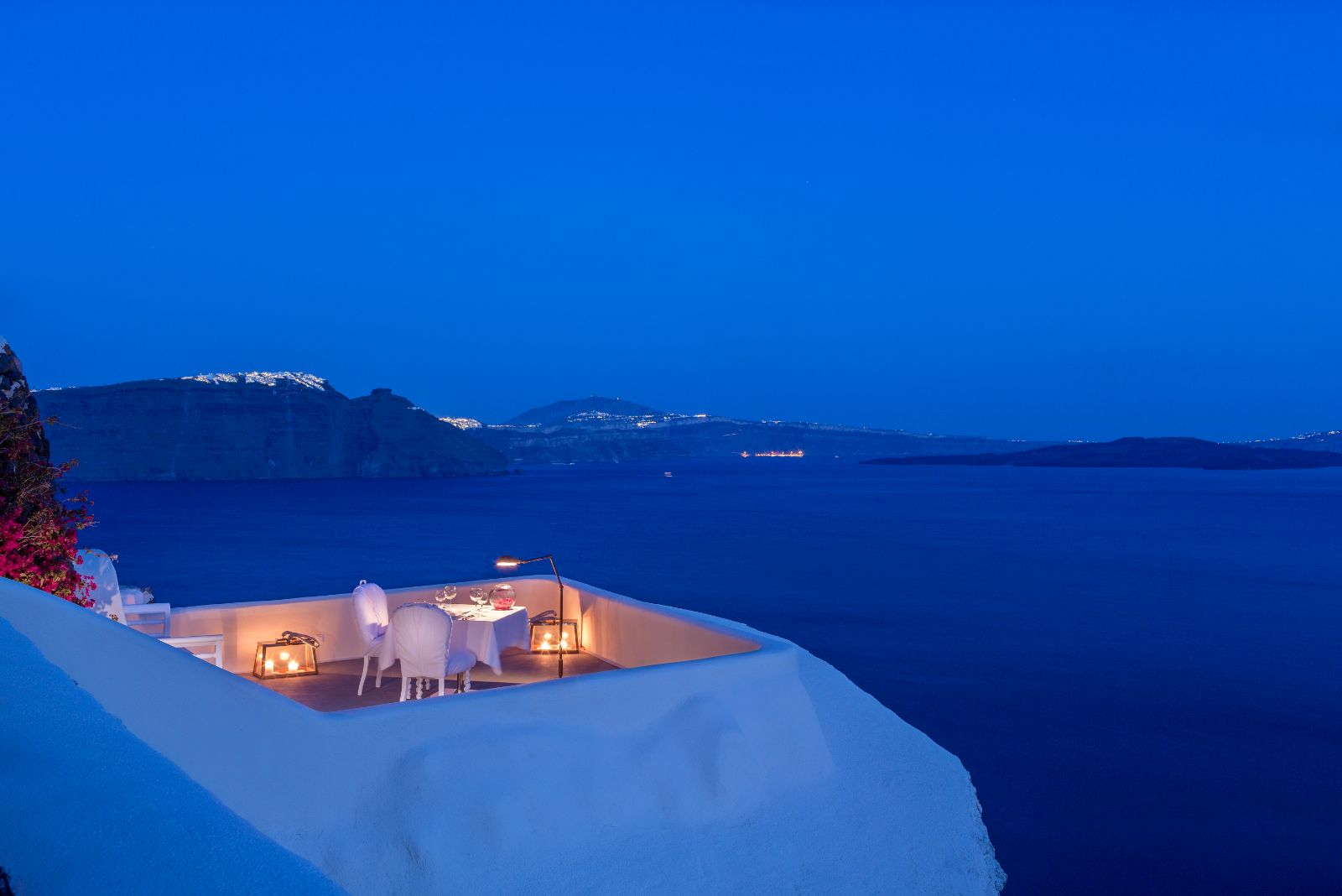 Private dining on the terrace at Canaves Oia Suites in Santorini Greece