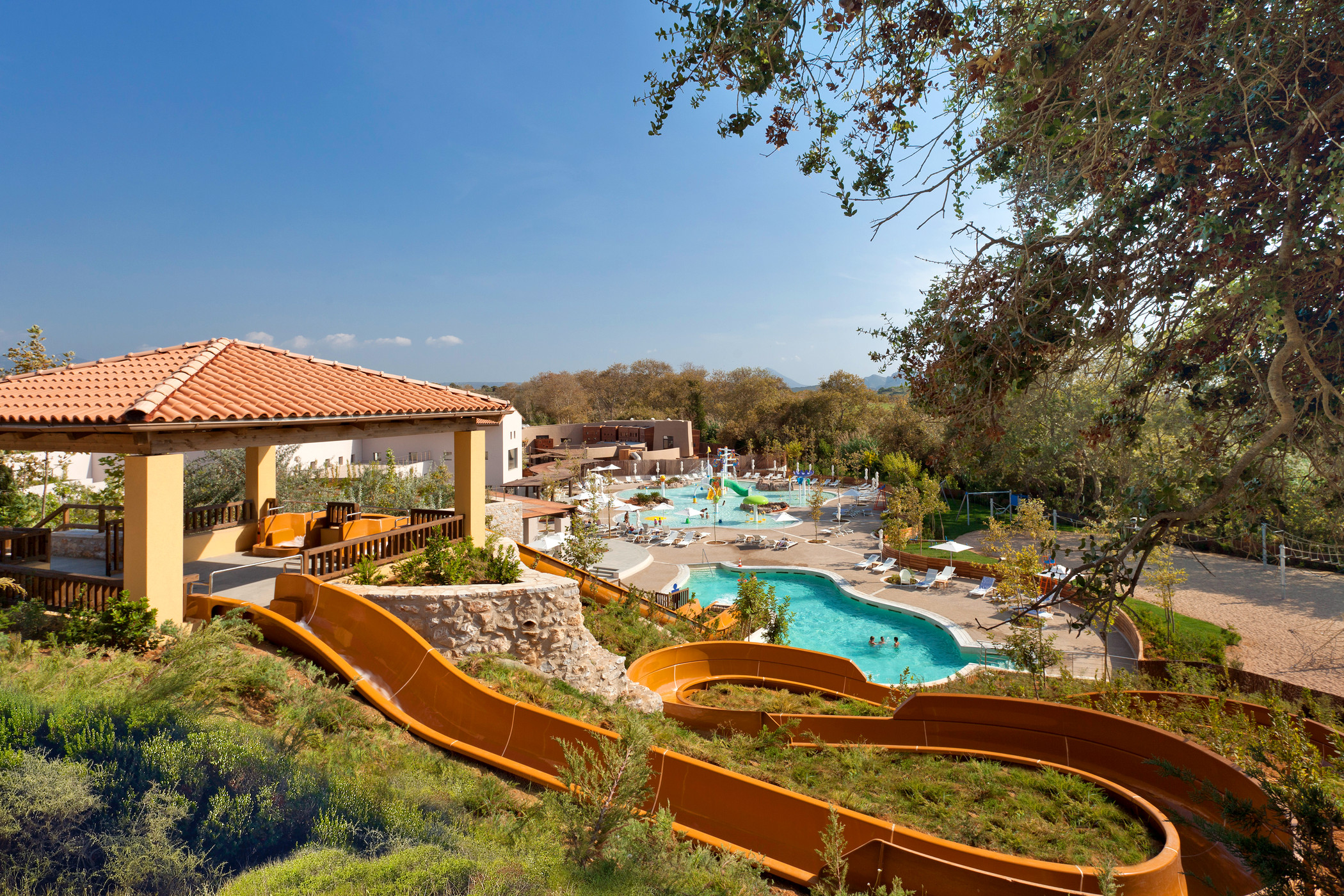 The aquapark with slide of Costa Navarino, Greece