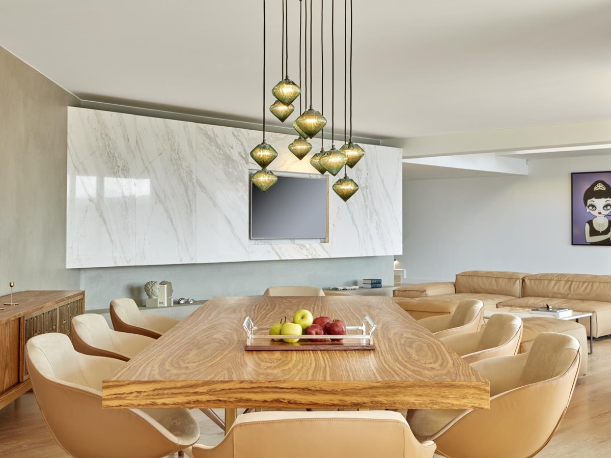 Modern Scandinavian dining area in a Mansion at luxury resort Daios Cove in Greece