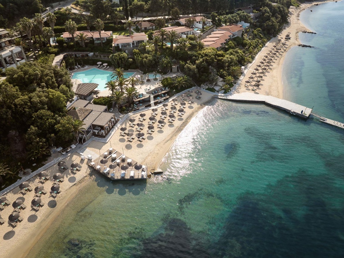 beachfront at the Eagles Palace resort in Halkidiki, Greece