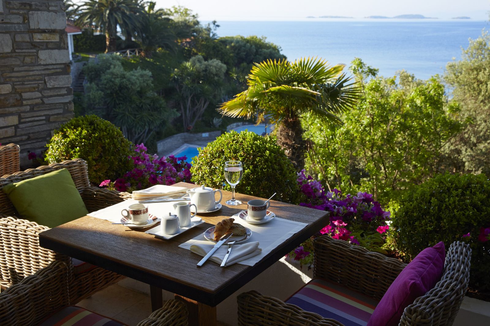 Melathron dining table at Eagles Palace resort in Halkidiki, Greece