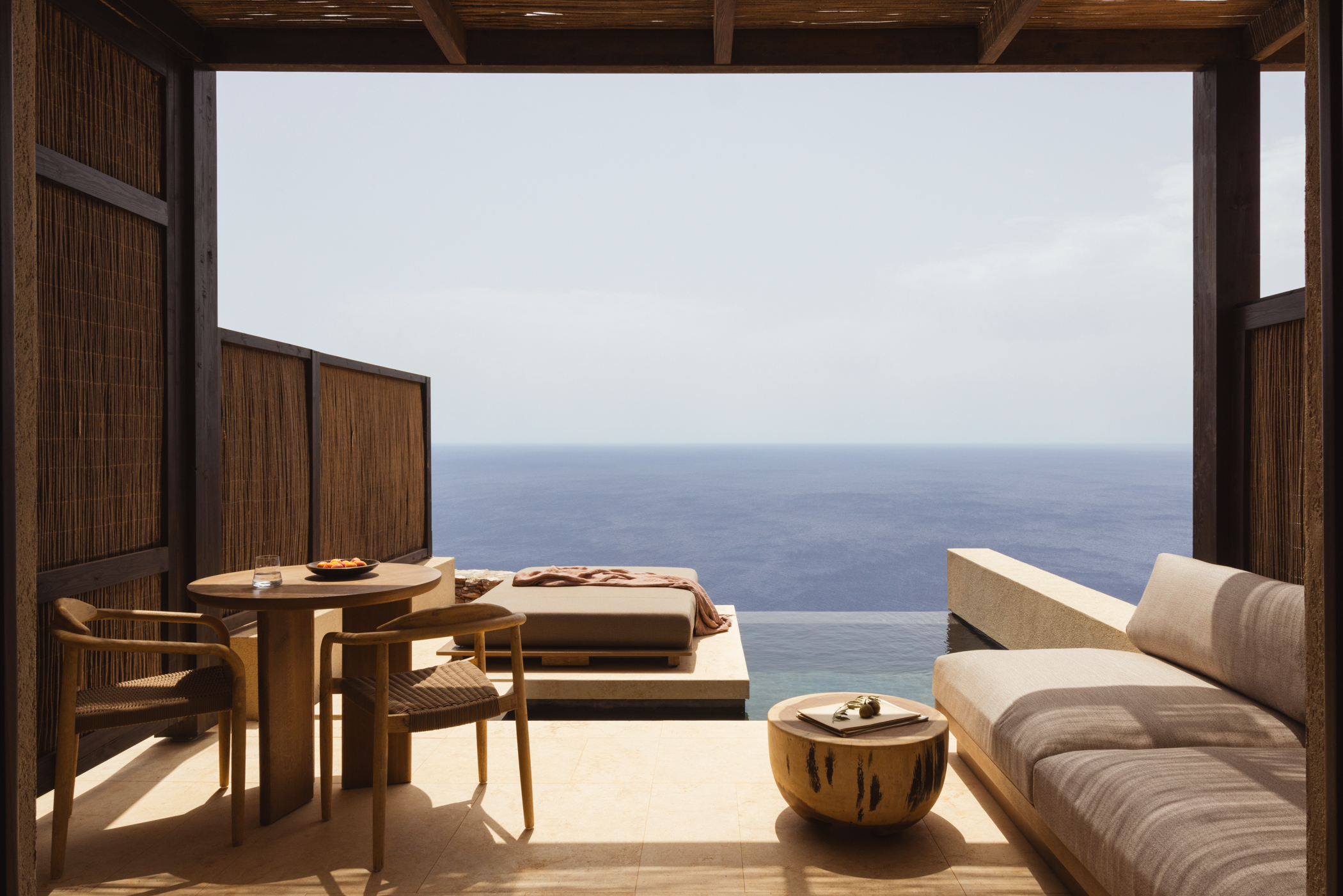 Guest suite alfresco living area at Gundari luxury resort in Greece