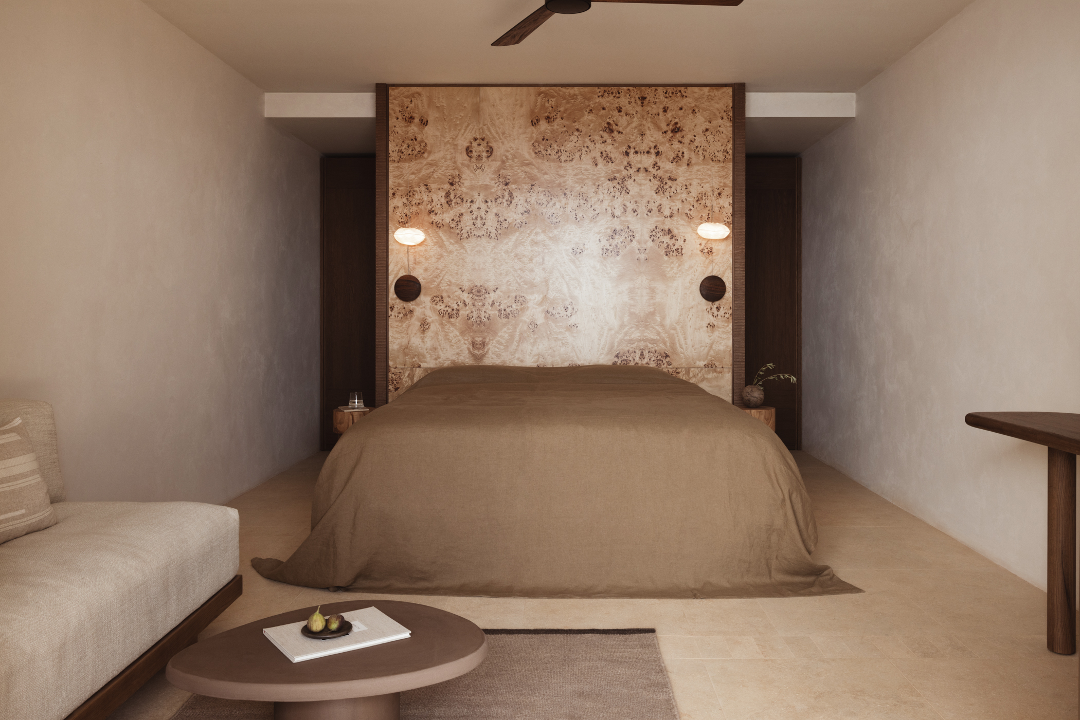 Guest suite bed at Gundari luxury resort in Greece
