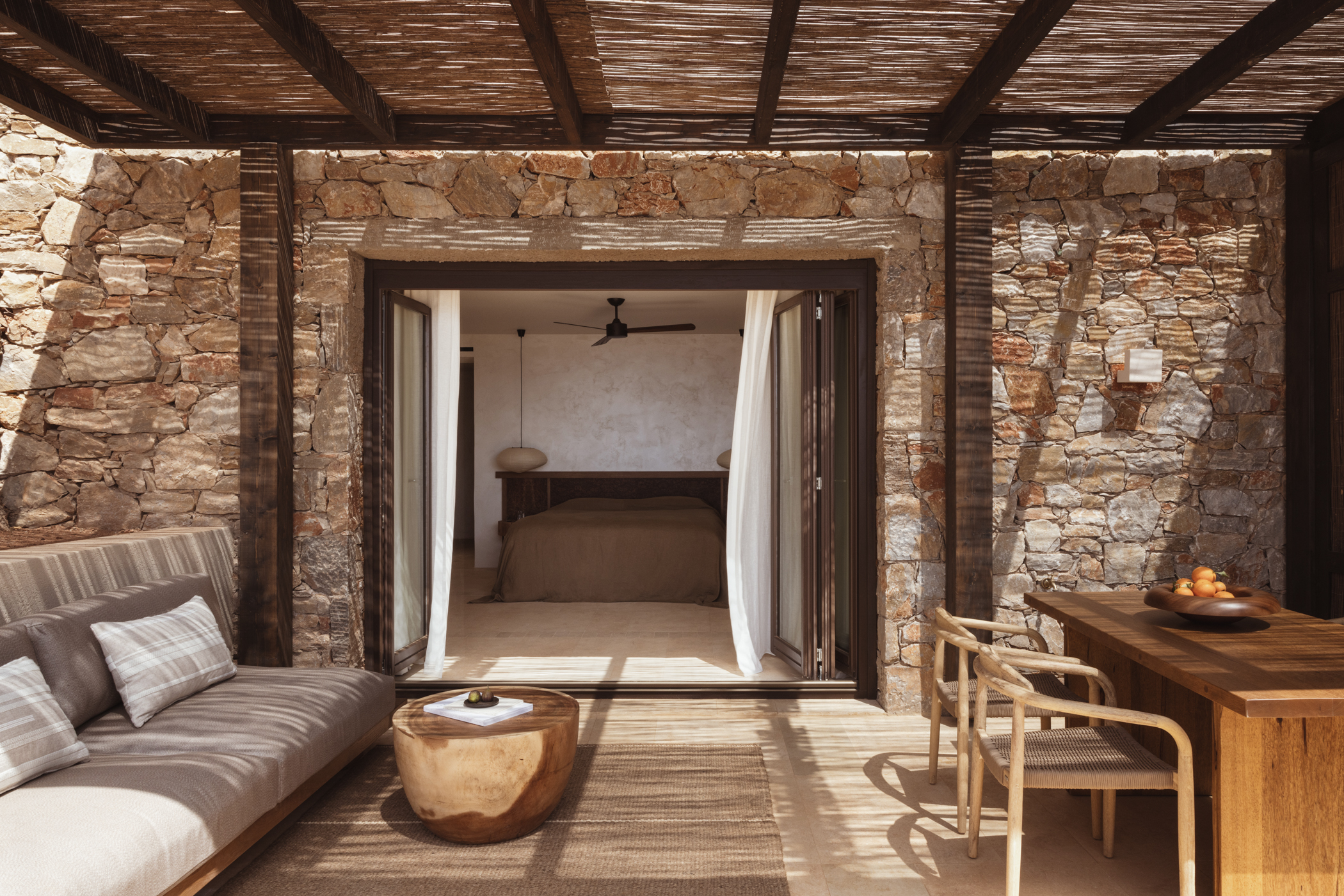 Guest suite terrace at Gundari luxury resort in Greece