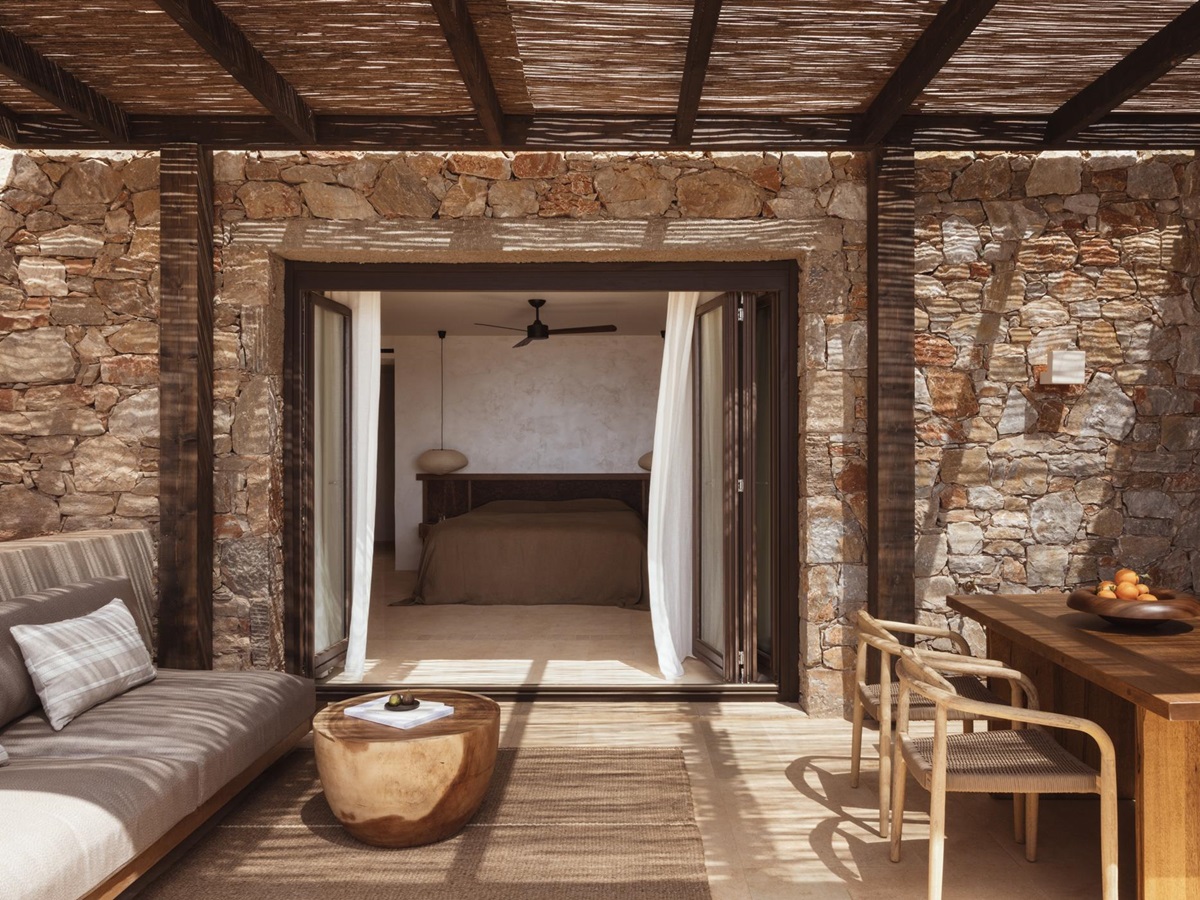 Guest suite terrace at Gundari luxury resort in Greece