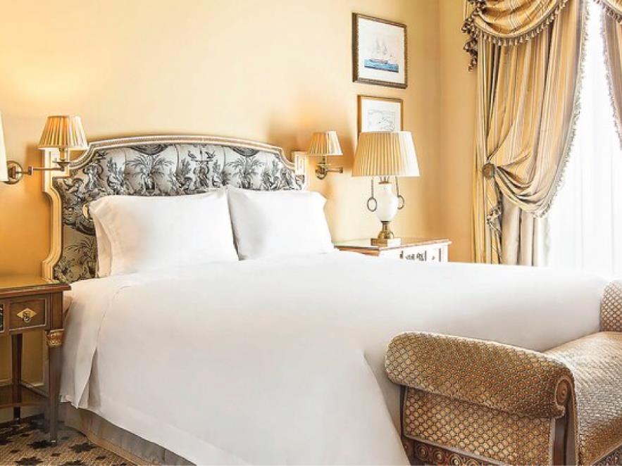 Traditional bedroom at Grand Bretagne in Greece
