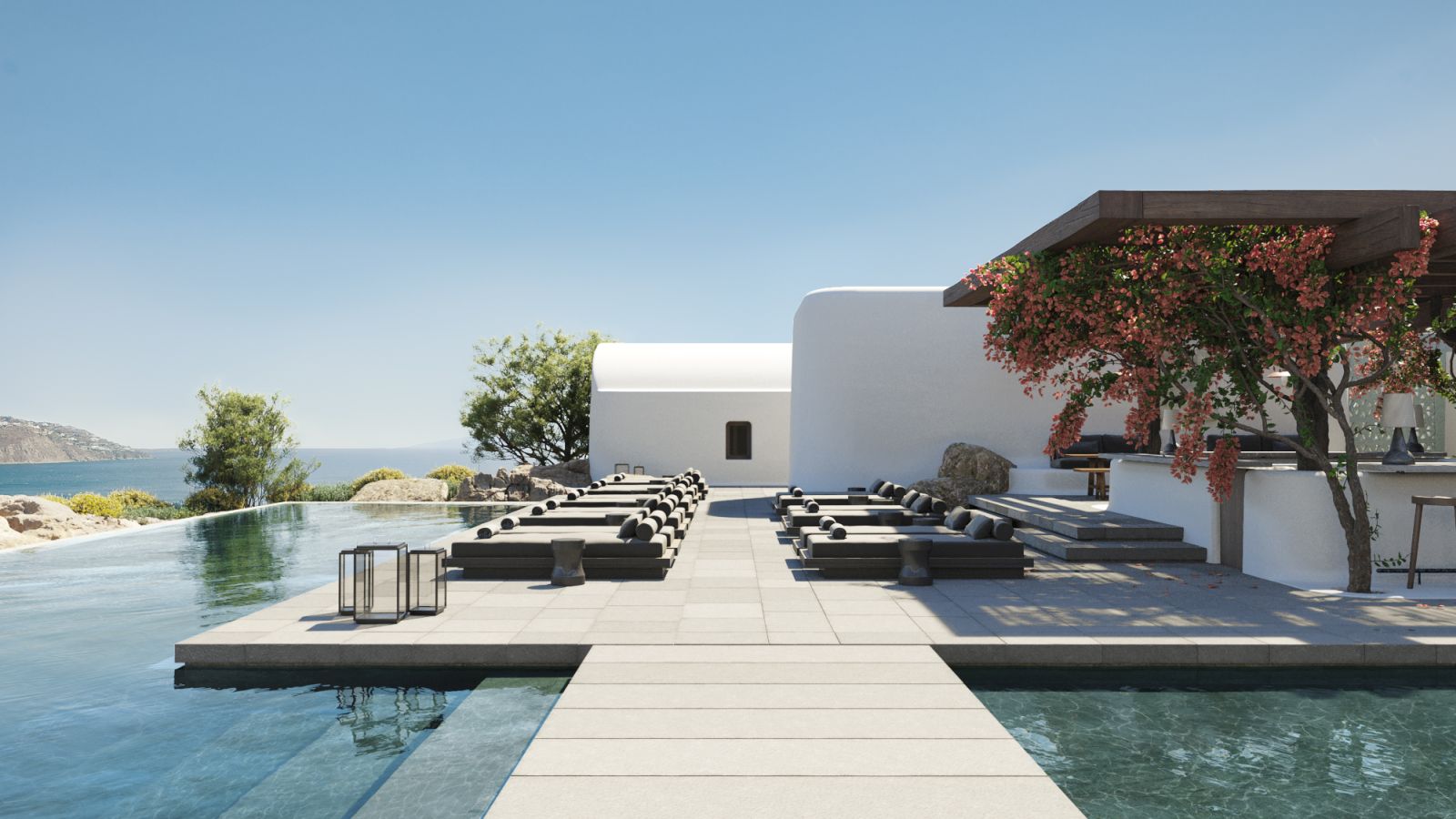 Swimming pool and bar at Kalesma Mykonos