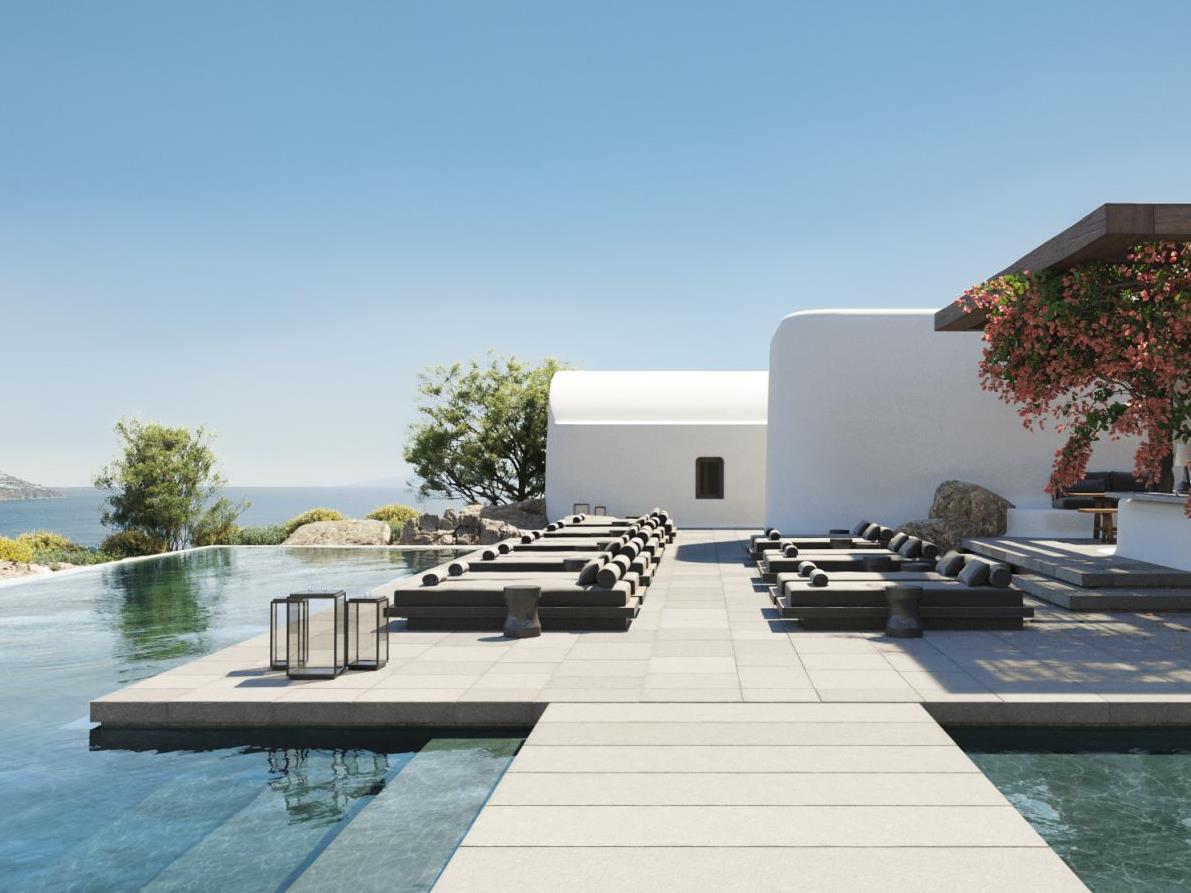 Swimming pool and bar at Kalesma Mykonos