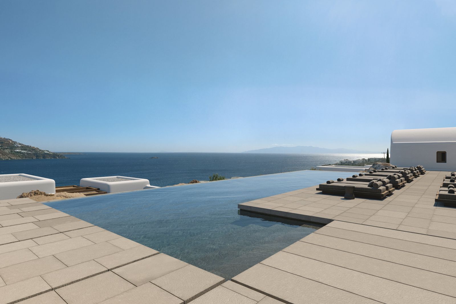 Pool and sun deck at Kalesma Mykonos