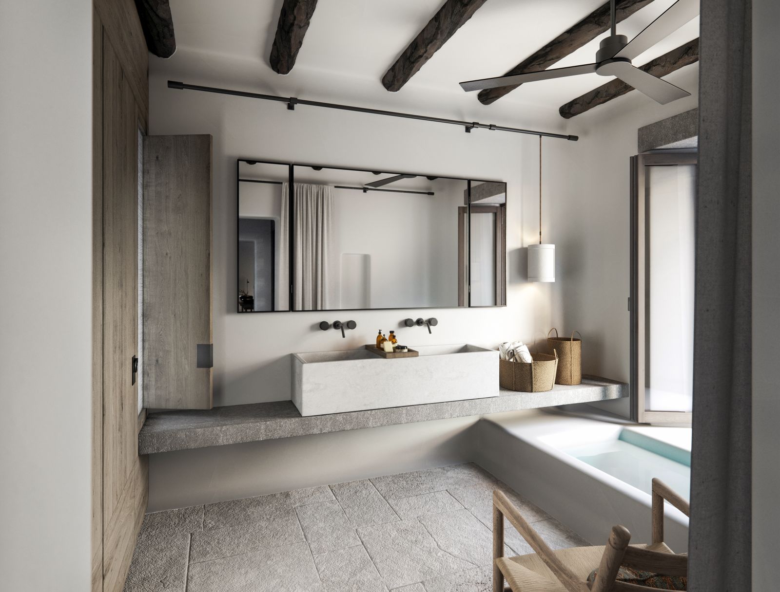 Bathroom of a suite at Kalesma Mykonos