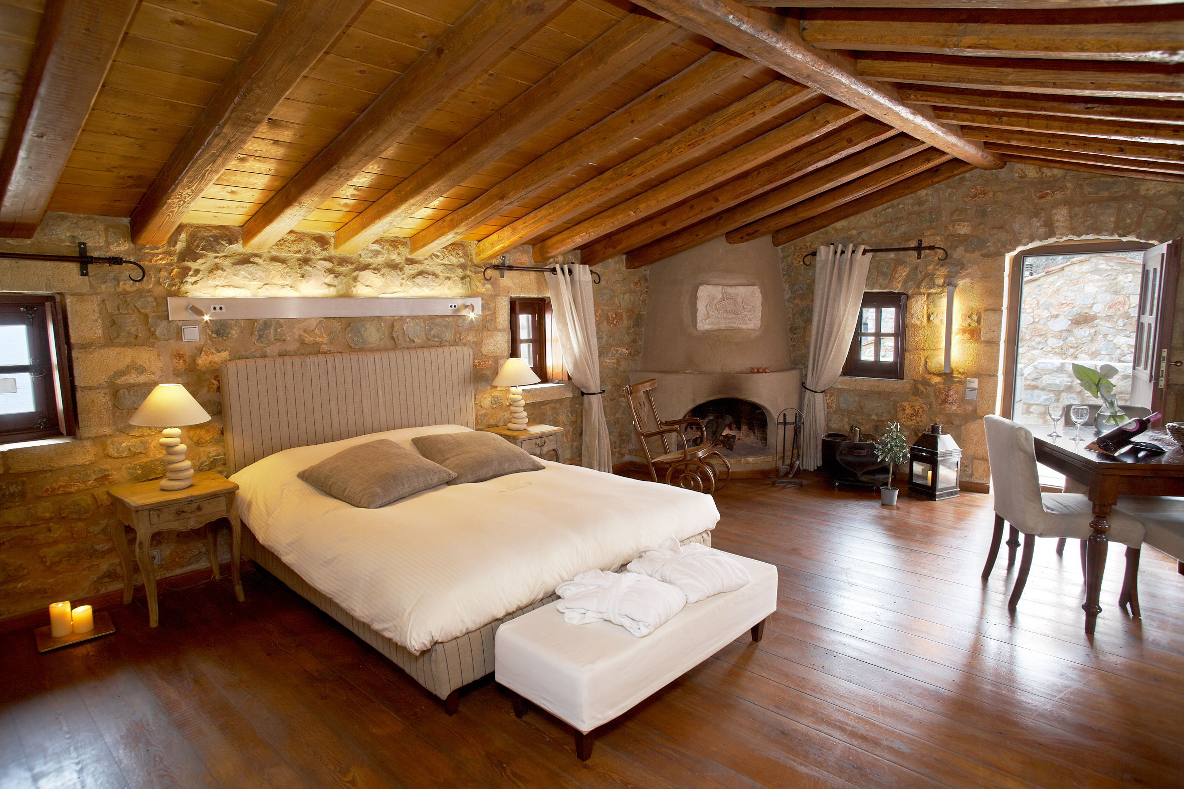 Interiors of a bedroom at Kyrimai, Greece