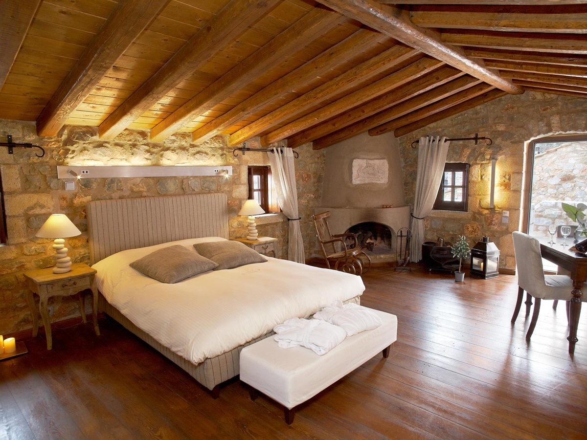Interiors of a bedroom at Kyrimai, Greece