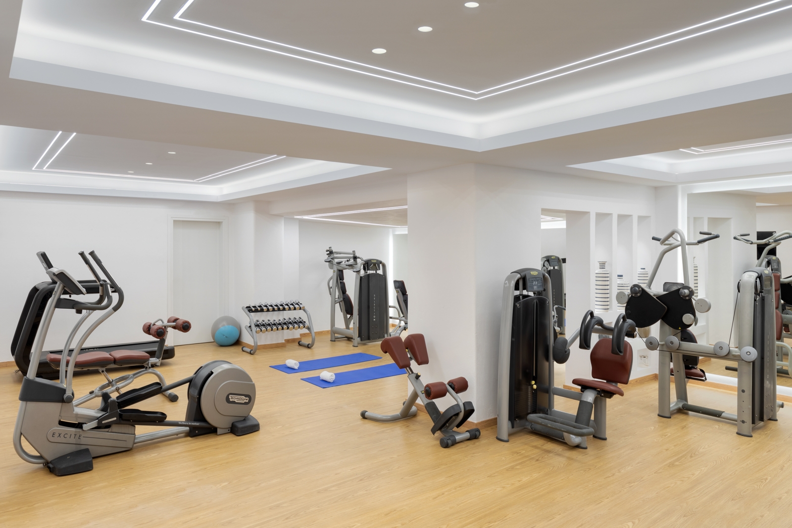 Fully equipped gym at luxury resort Mykonos Grand, Greece