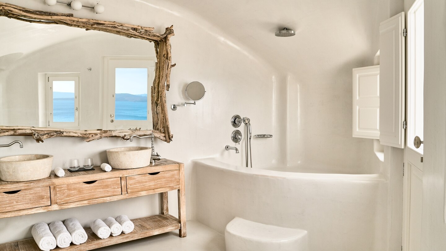 Bathroom at Mystique in Santorini Greece