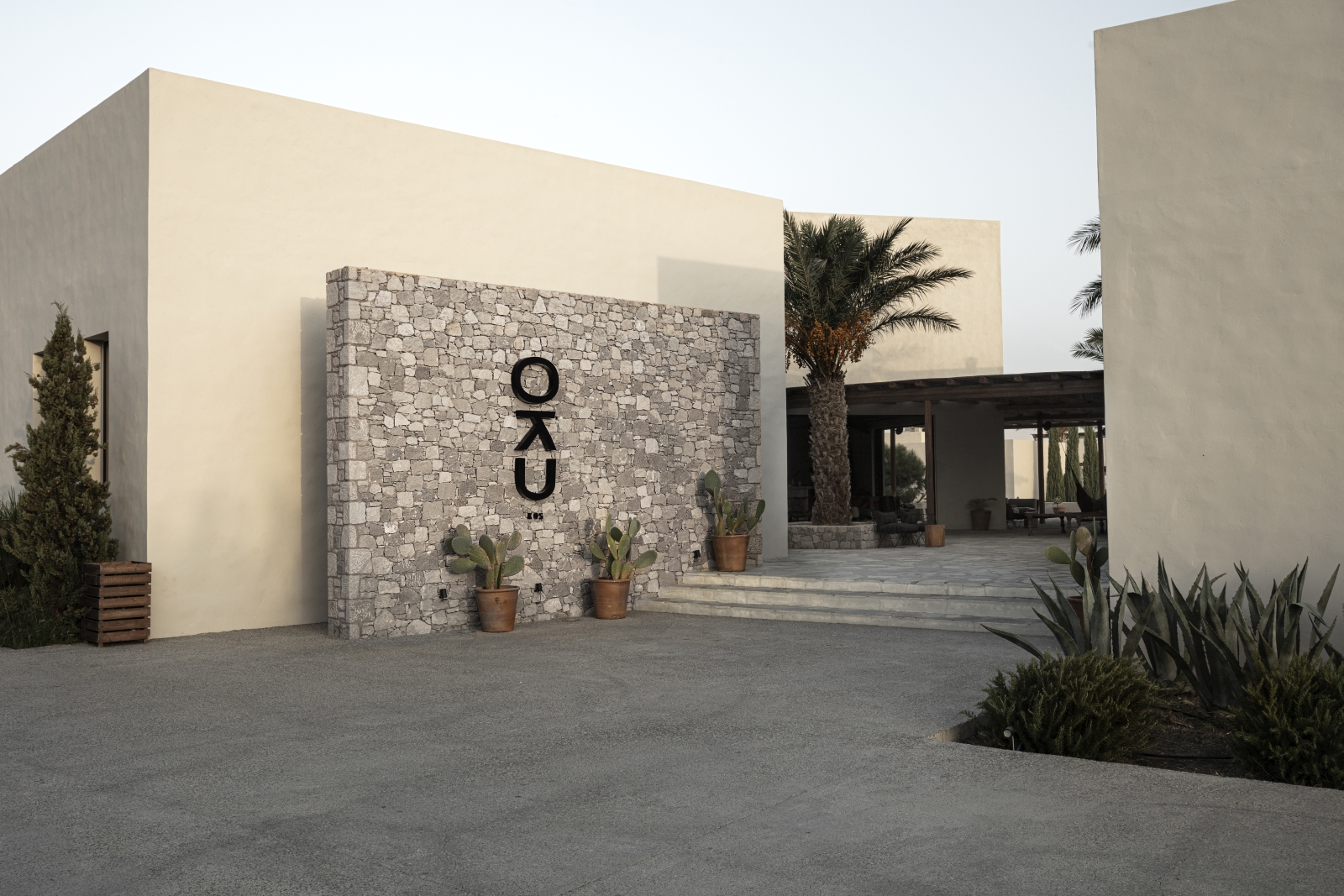 Entrance of luxury hotel OKU Kos in Greece