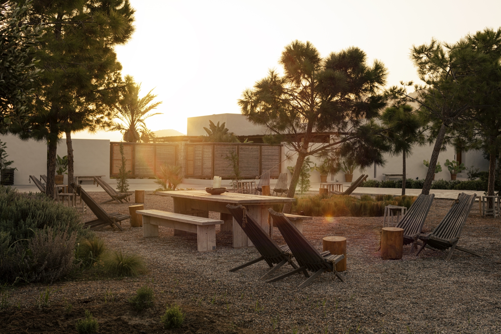 Outdoor seating dotted around the grounds at luxury hotel OKU Kos in Greece
