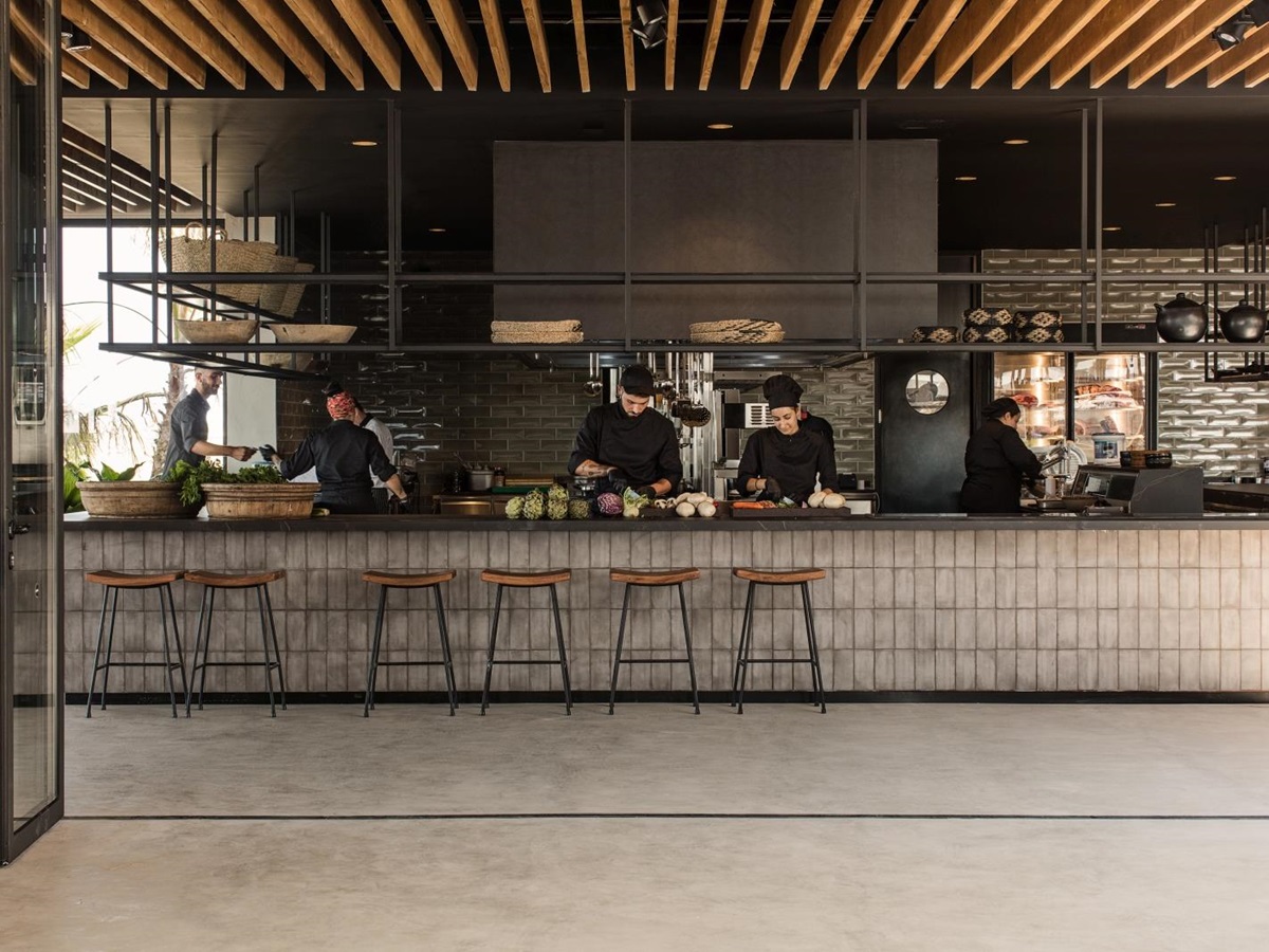 Chefs at work preparing the delicious fresh food at luxury hotel OKU Kos in Greece