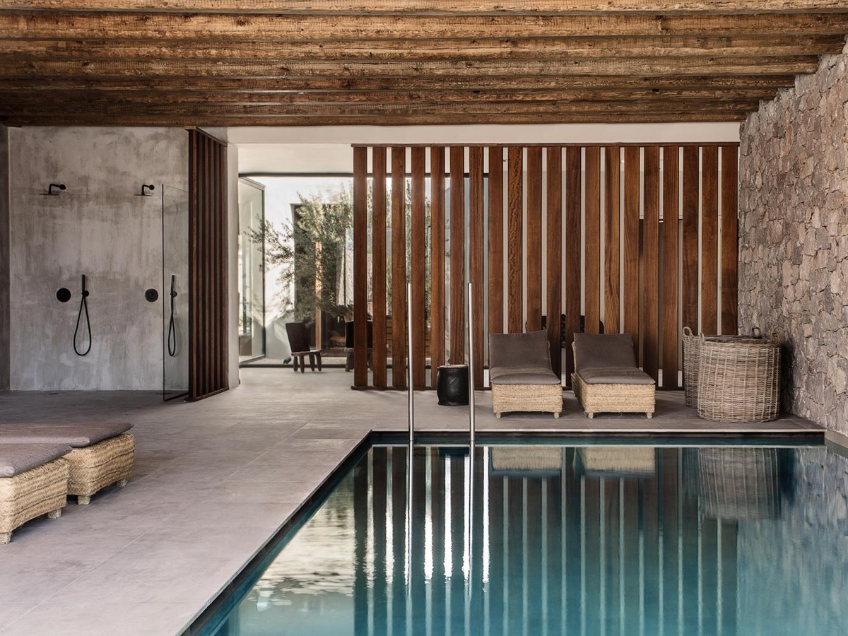 Indoor pool at the spa of luxury hotel OKU Kos in Greece
